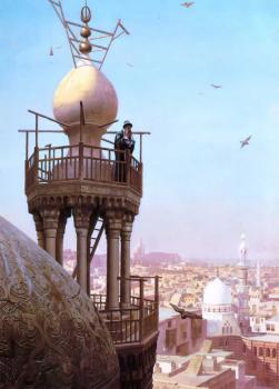 讓 萊昂 傑羅姆 A Muezzin Calling from the Top of a Minaret the Faithful to Prayer